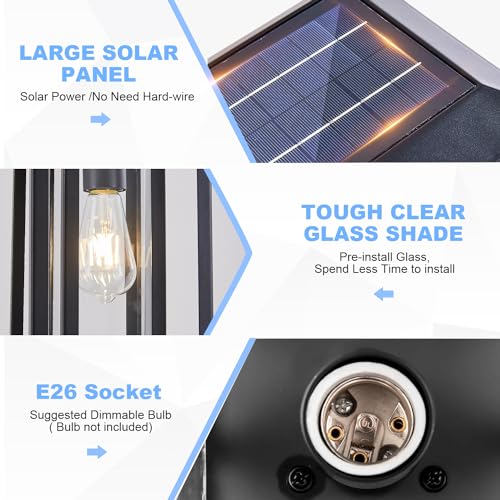 Solar Lamp Post Lights for Outdoor with Pier Mount Base (X-Large)