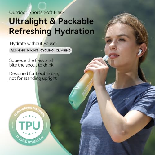 Soft Flask Collapsible Water Bottle with Wide Mouth (Orange Green / 500 ml/17 oz)