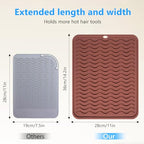 Heat Resistant Mat Oversize Curling Iron Mat Silicone Hot Hair Tools Mat for Hair Straightener (Brown)
