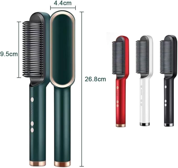 Professional Anion Hair Straightener Comb, Beard Straightener Brush, Ceramic Plate Electric Hair Straightening Brush for Salon Results, Heating Straightener, Heated Electric Comb (White)