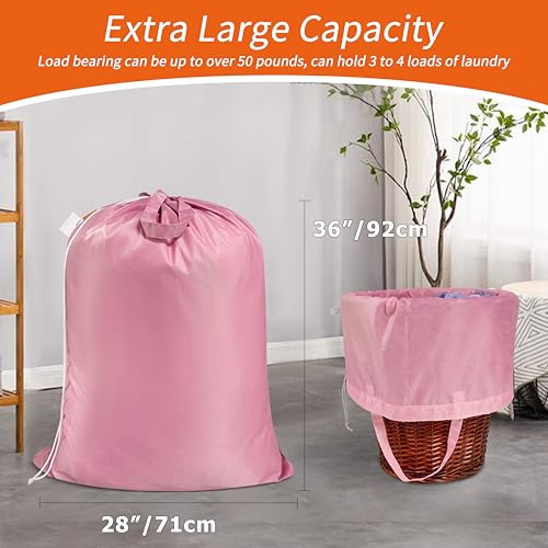 Extra Heavy Duty Laundry Bag with Handles (Pink / 28" x 36" | 1 Pack)
