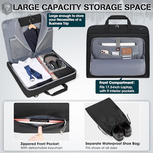 Garment Bags for Travel Carry On Garment Bag for Hanging Clothes (Black)