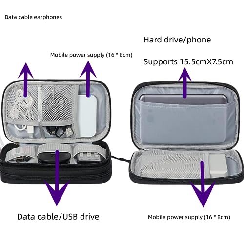 Electronic Organizer Travel Cable Accessories BagPouch Portable Waterproof Storage Bag Electronic Organizer Case for Cable (Black)