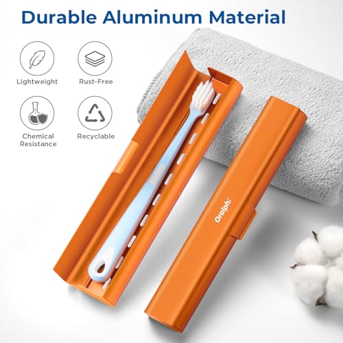 Aluminum Toothbrush Travel Case (Orange / 1 Pack (Standard))