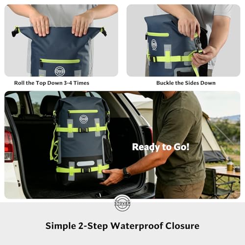 40L Waterproof Dry Backpack & Phone Case (Navy Blue/Black/Green / 40L)
