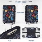 Travelkin Luggage Covers For Suitcase Tsa Approved Suitcase Cover Protector (World Marks-Colorful / XL)