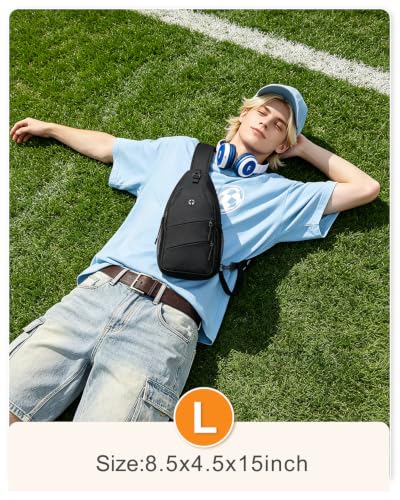 Crossbody Bags for Women Men Trendy Sling Bag Backpack Chest Bag (Large / Black)