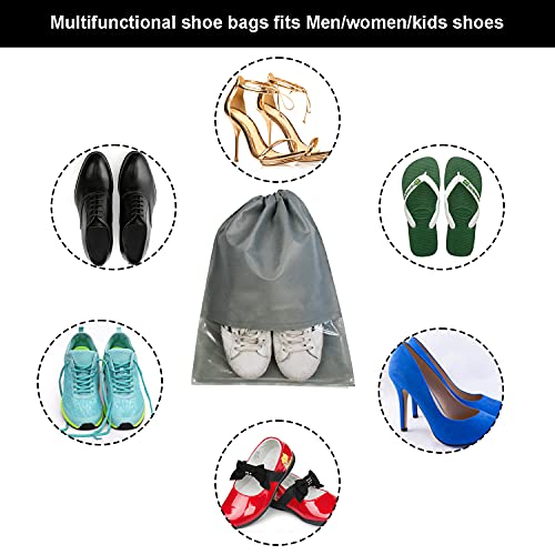 8PCS Travel Shoe Bags with Rope for Men and Women Large Shoes Pouch Organizers (Gray)