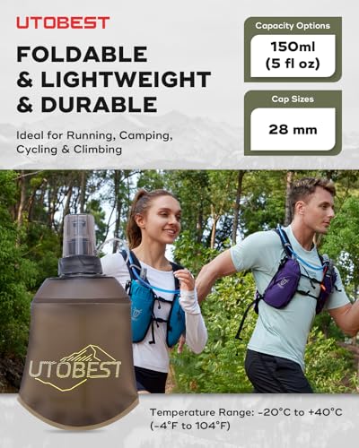 Soft Flask 150ml Collapsible Running Water Bottles (2PCS 150ml Yellow)