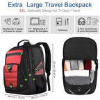 52L Extra Large Travel Backpack for Men&Women (Red / 17.3 Inch (20''x15''x10''))