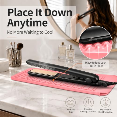 Silicone Heat Resistant Travel Pouch for Hot Hair Styling Tools (1 Pack / Lightpink)