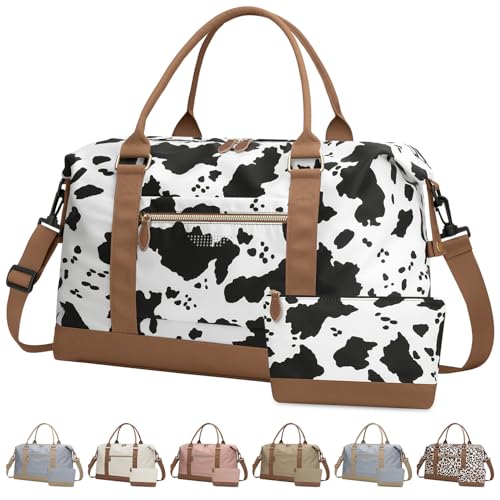 Women Travel Duffle Bags (Cow Print / Large)