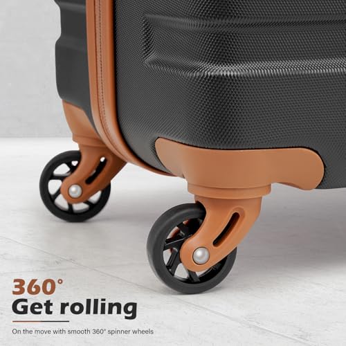 Luggage Set Lightweight Durable Hardshell (Family Set-Apricot Black)