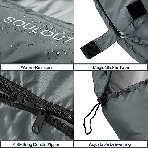 3 4 Season Sleeping Bag for Adults & Teens (Light Grey / 87*33)
