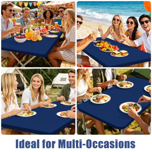2 Pack Rectangle Spandex Fitted Table Cloth (Navy / 48" x 24" (Rectangular))