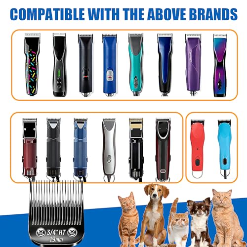 Dog Grooming Replacement Blades Compatible with Andis Dog Clippers (Black-3/4"HT / Black)