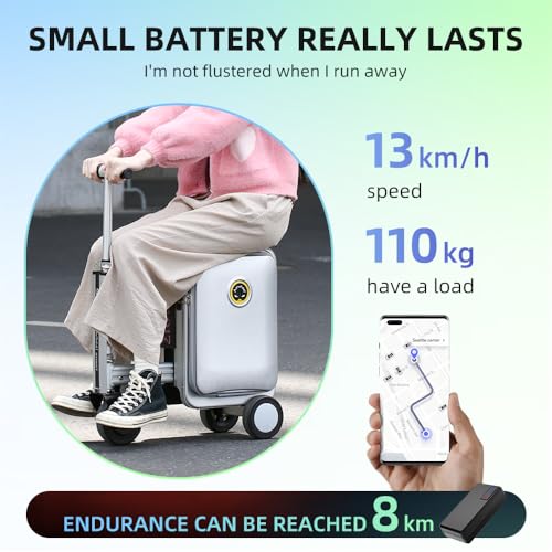 SE3S Smart Rideable Suitcase Electric Luggage Scooter For Travel (silver)