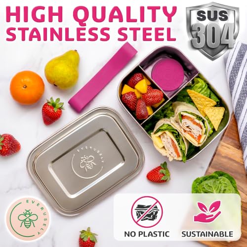 Stainless Steel Bento Box + Condiment Container (Dragonfruit / 37oz / 1100ml)