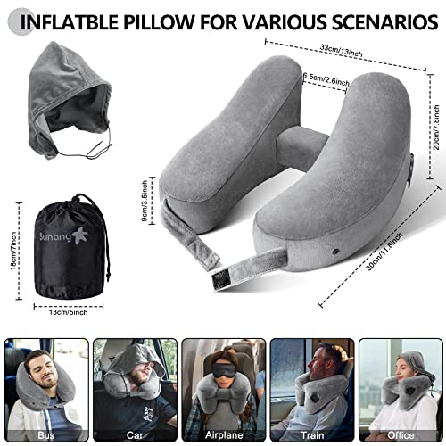 Travel Neck Pillow for Airplane Pillow Comfortably Supports Head (Dark Grey)