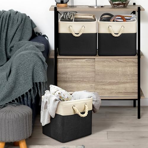 13" x 13" Large Fabric Storage Cubes (Black / 13" Cube - 13" x 13" x 12.5")