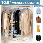 3PK Clear Garment Bags for Hanging Clothes (48" 10.5" Wide 3PK / Clear)