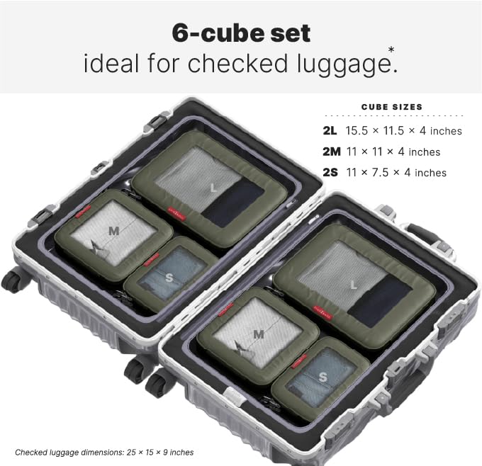 Premium Compression Packing Cubes for Travel (Olive Green / 6 pack)