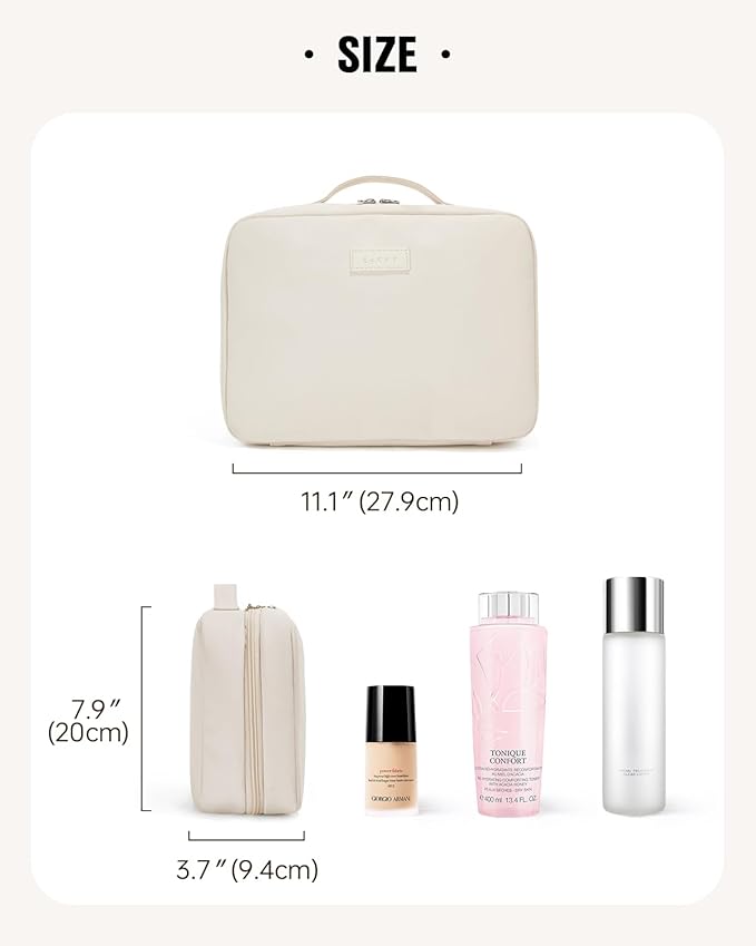 EACHY Toiletry Bag with Hanging Hook, Travel Makeup Bag PU Leather Cosmetic Bags - Image 6