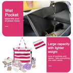 Waterproof Beach Tote Pool Bags for Women Ladies Extra Large Carry On Bag With Wet Compartment for Weekender Travel (Rose-pink Stripes)