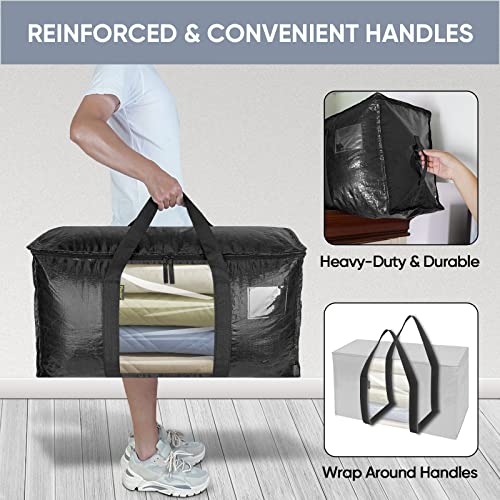 2 Pack Oversized Moving Bags with Reinforced Handles (2-Pack / Black-window)