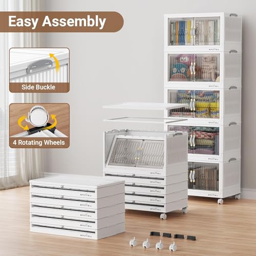 240Qt Stackable Storage Bins with Lid (White / 80QT-3Pack)
