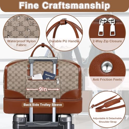Weekender Bag for Women Travel Duffel Bag (Large / 9B-Light Brown)