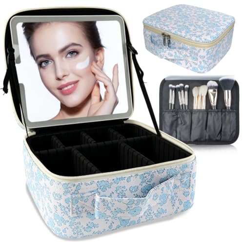 Makeup Bag with Led Mirror (Blue / with LED mirror)