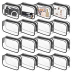 16 Pieces Clear Makeup Bags Bulk (16pcs Black)