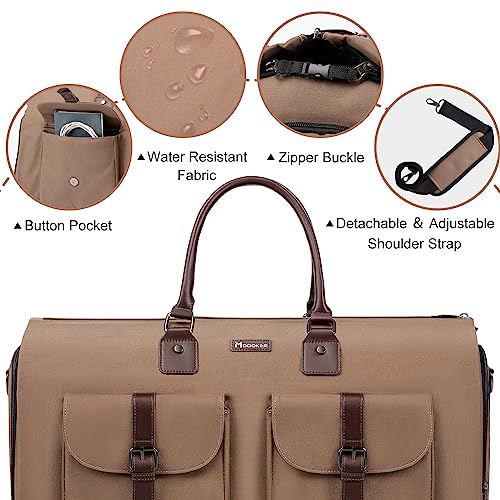 2-in-1 Canvas Garment Duffle Travel Bag with Shoulder Strap,Brown (Brown)