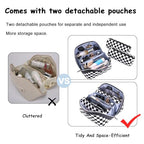 Travel Makeup Bag Cosmetic Bags for Women (A-911-Checkered Mix Black)