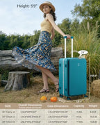 24 Inch Top Opening Checked Luggage with Cup Holder and USB Ports (Caribbean Blue / 24 Inch Pro)