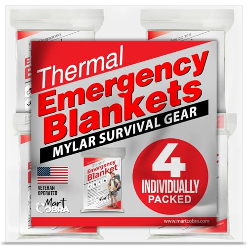 Emergency Blanket Mylar Thermal Space Survival Gear & Supplies 4 (Silver / 4 Pack)