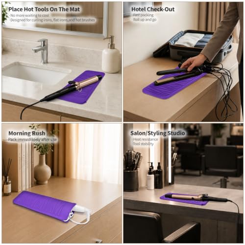 Silicone Heat Resistant Travel Pouch for Straightener (1 Pack / Purple)
