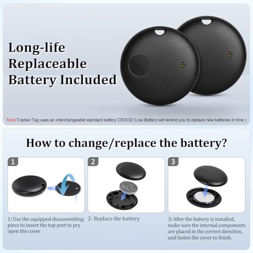 Smart Tag 2 Pack Bluetooth Tracker Work with Apple Find My (2P Black)