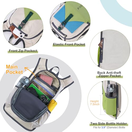 20L Hiking Backpack for Men Women Lightweight Foldable Small Daypack for Travel Camping Outdoor (Beige and Green / 20l)
