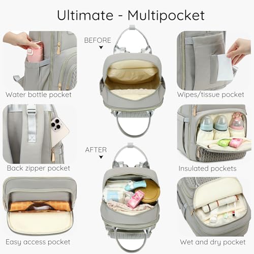 Diaper Bag Backpack (Grey)