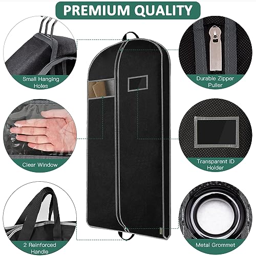1PK Garment Bags for Hanging Clothes (Black / 54" 1PK)
