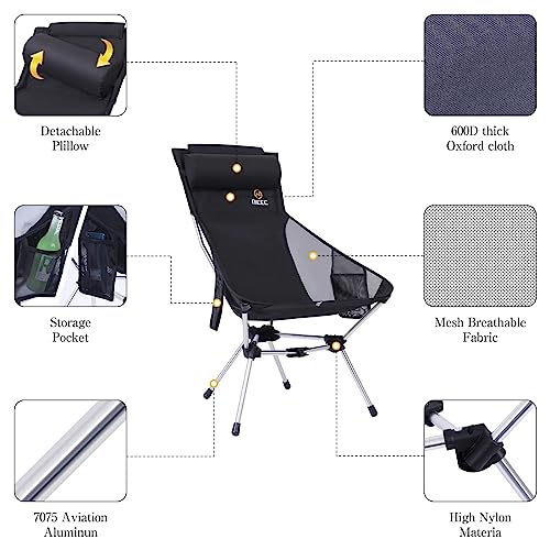 Ultralight Compact High Back Backpack Camp Chair (Black)
