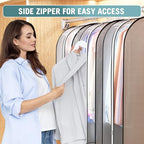 10" Gusseted Garment Bags for Hanging Clothes (Grey / 50 inch)