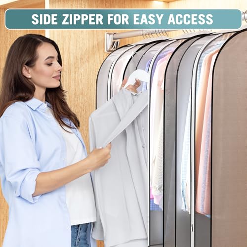 10" Gusseted Garment Bags for Hanging Clothes (Grey / 50 inch)