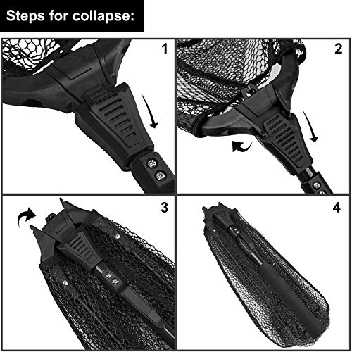Fishing Net Fish Floating Landing Net with Handle (11.8"/30cm Hoop Size 0.8M Black(Not Extendable) / 0.8m (Not Extendable))