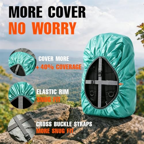 Waterproof Backpack Rain Cover for (Lake Blue / Middle (for 30-40L backpack))