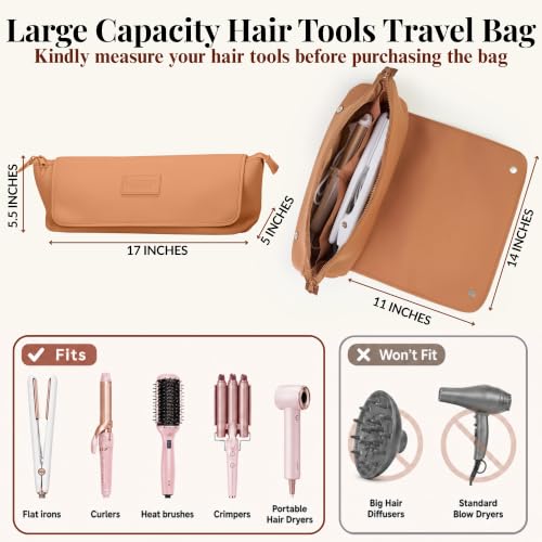 Hair Tools Travel Bag and Heat Resistant Mat 17" (Brown)
