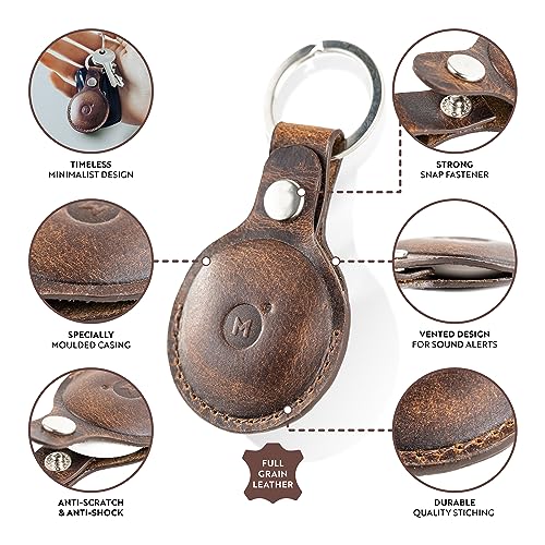 Genuine Leather AirTag Keychain Holder for Apple Air Tag