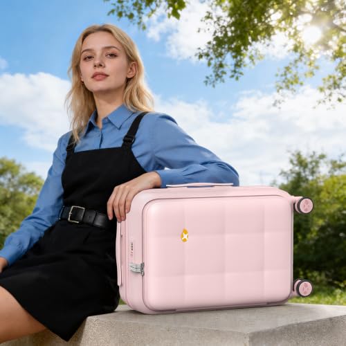 20 Inch Expandable Carry On Luggage Airline Approved (20 inch / Pink)